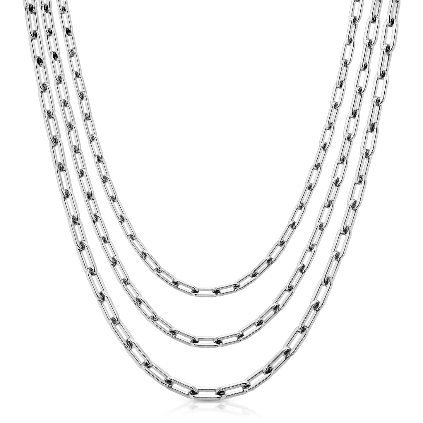 Silver Triple Medium Link Chain Necklace by eklexic