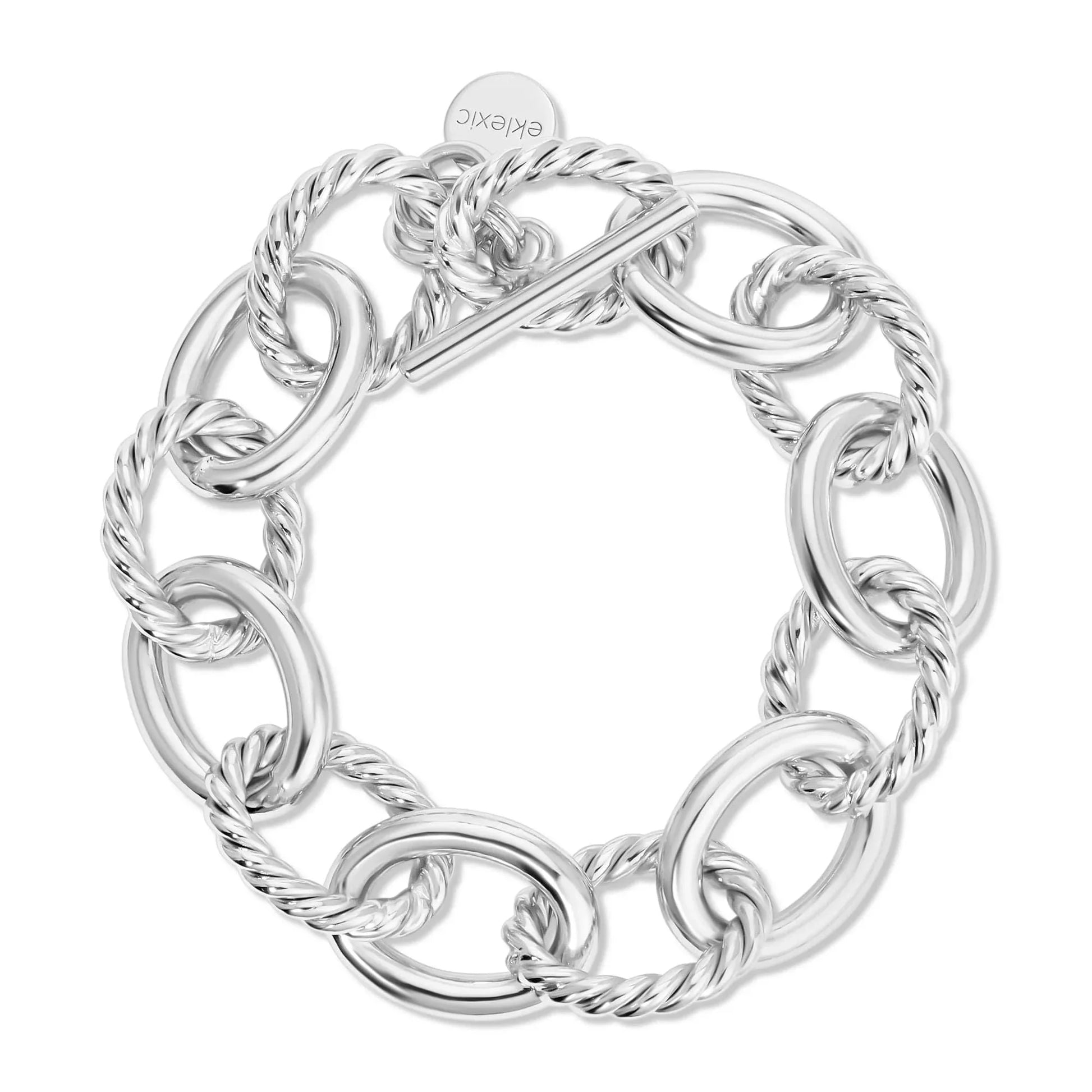 Silver chain-link bracelet from Xl Alternating Twisted Link Toggle collection