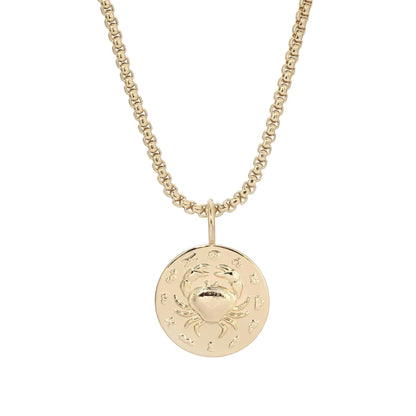 Zodiac Pendant & Thin Box Chain Necklace - CANCER / GOLD / 16’’ - Pendant Necklaces