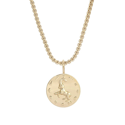 Zodiac Pendant & Thin Box Chain Necklace - CAPRICORN / GOLD / 16’’ - Pendant Necklaces