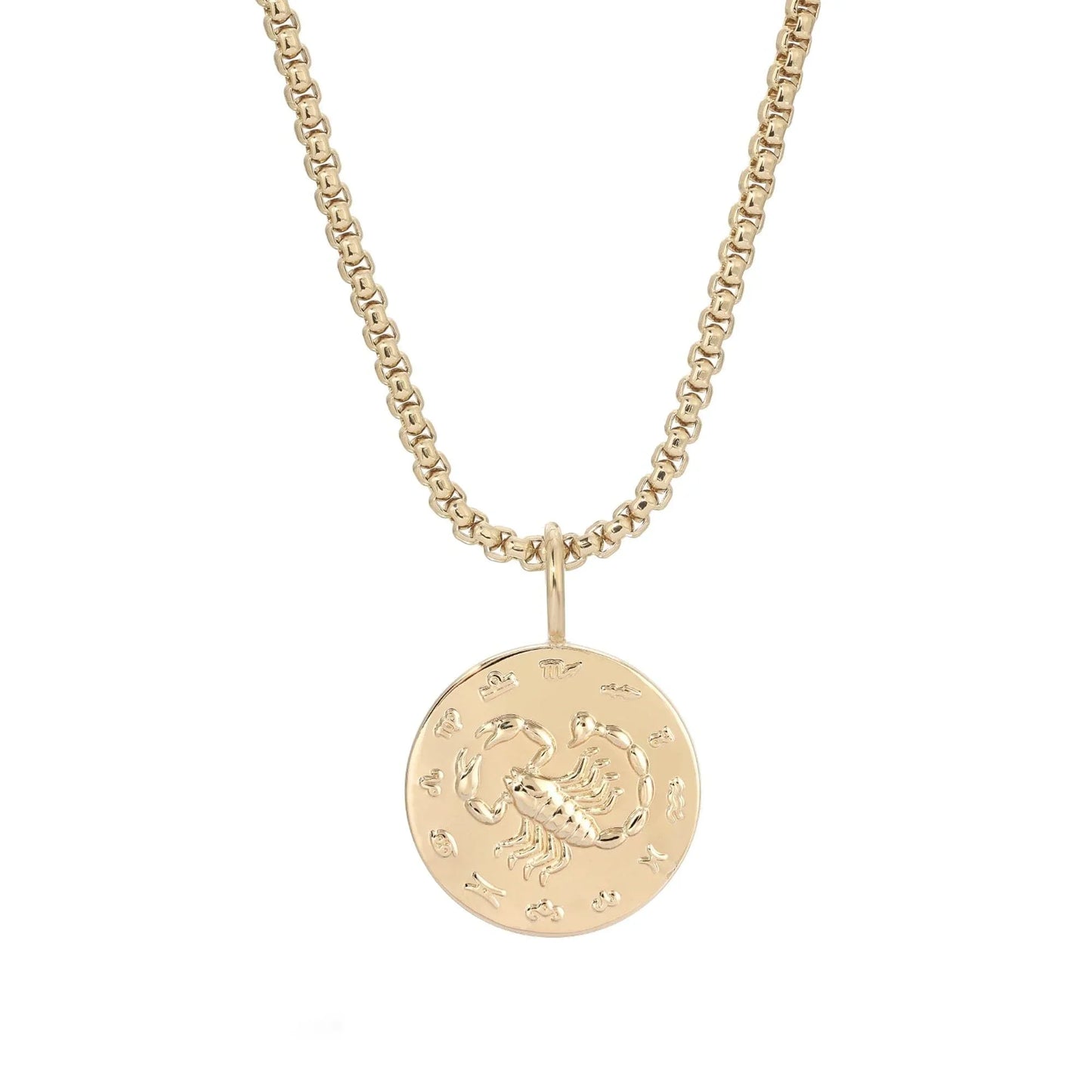 Zodiac Pendant & Thin Box Chain Necklace - SCORPIO / GOLD / 16’’ - Pendant Necklaces