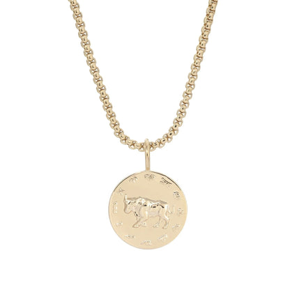 Zodiac Pendant & Thin Box Chain Necklace - TAURUS / GOLD / 16’’ - Pendant Necklaces