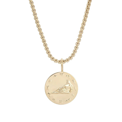 Zodiac Pendant & Thin Box Chain Necklace - VIRGO / GOLD / 16’’ - Pendant Necklaces