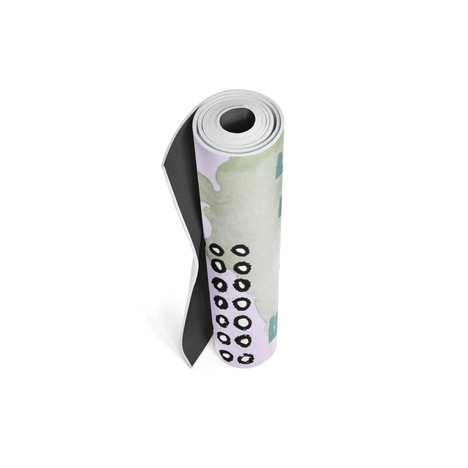 Roll of floral-patterned paper on a white background