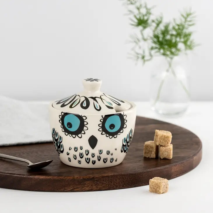 Handmade Ceramic Owl Sugar Pot with Lid