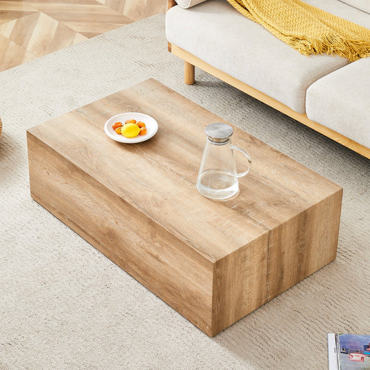 Elevate your living space with this modern MDF coffee table that showcases smooth, light wood color texture patterns. It is characterized by stylish design.39.3*23.6*12