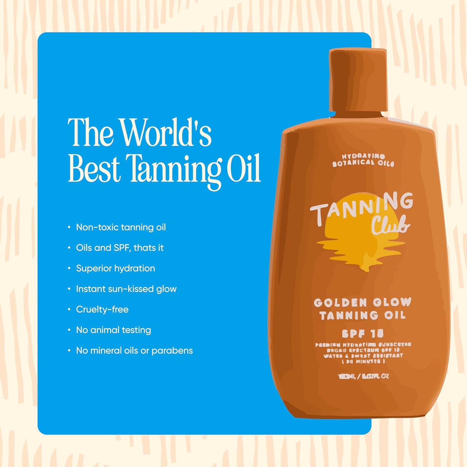 Golden Glow Tanning Oil with SPF 15 - Lightweight Hydrating Sunscreen with Coconut, Carrot, and Shea Butter - Water and Sweat Resistant (80 Minutes) - 150 Ml