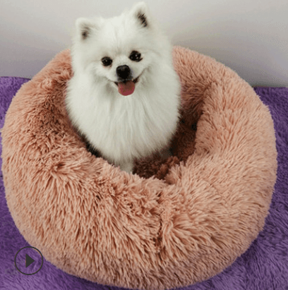 Luxury Retreat Plush Round Pet Bed - The Ultimate Haven For Small Dogs And Cats by Dog Hugs Cat