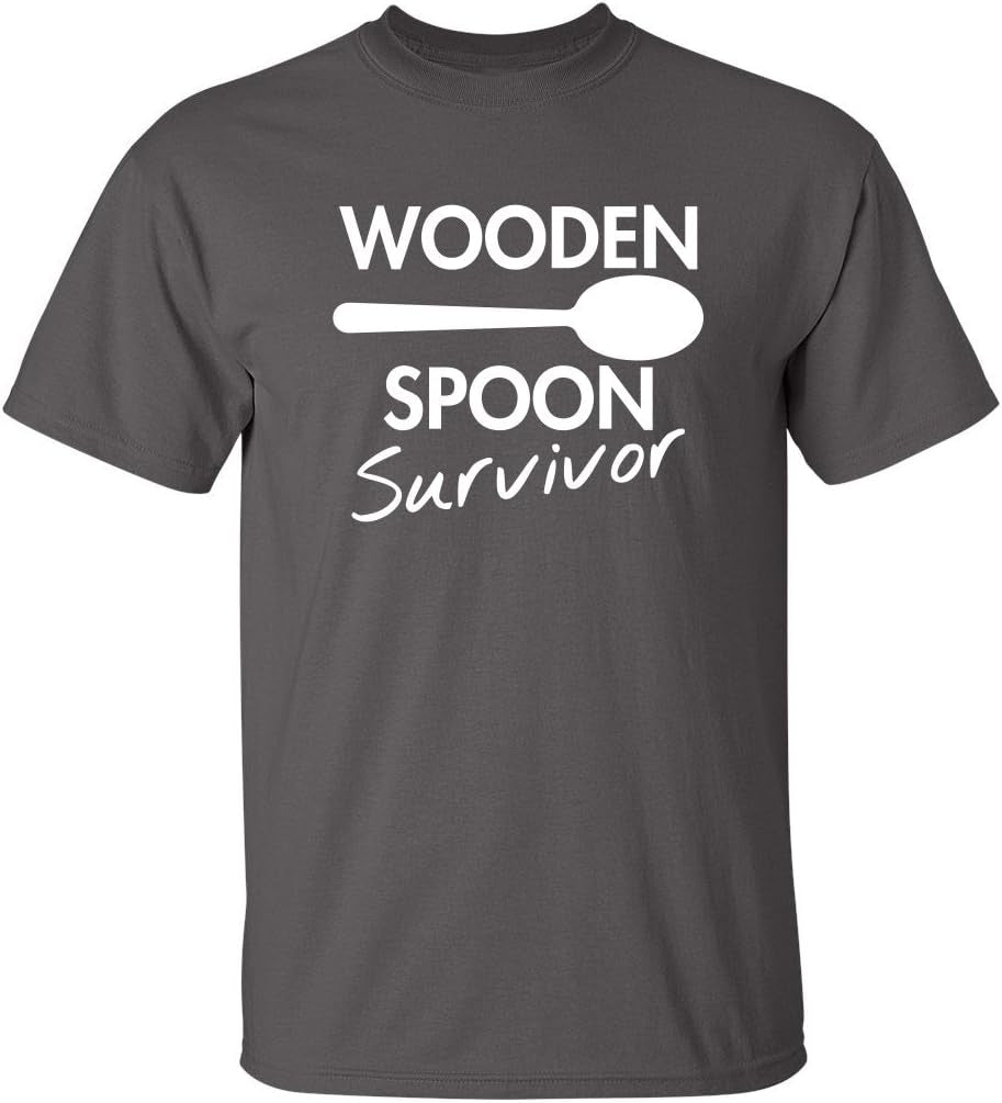 Wooden Spoon Survivor Adult Humor Mens Graphic Novelty Sarcastic Funny T Shirt