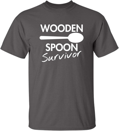 Wooden Spoon Survivor Adult Humor Mens Graphic Novelty Sarcastic Funny T Shirt