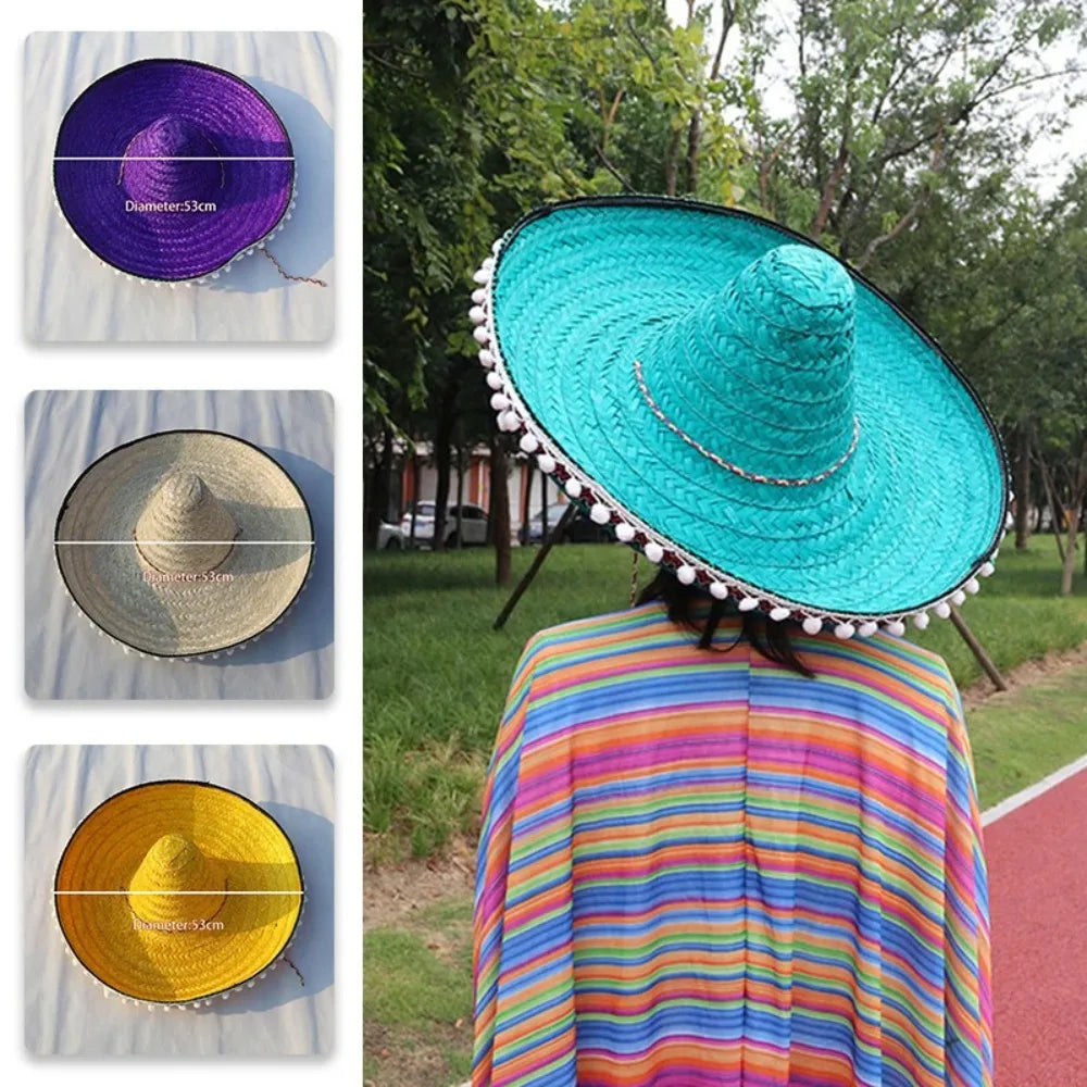 Sombrero Mexican Party Hat Summer Party Halloween Sun Hat Colorful Wide Brim Decor Straw Hats Outdoor