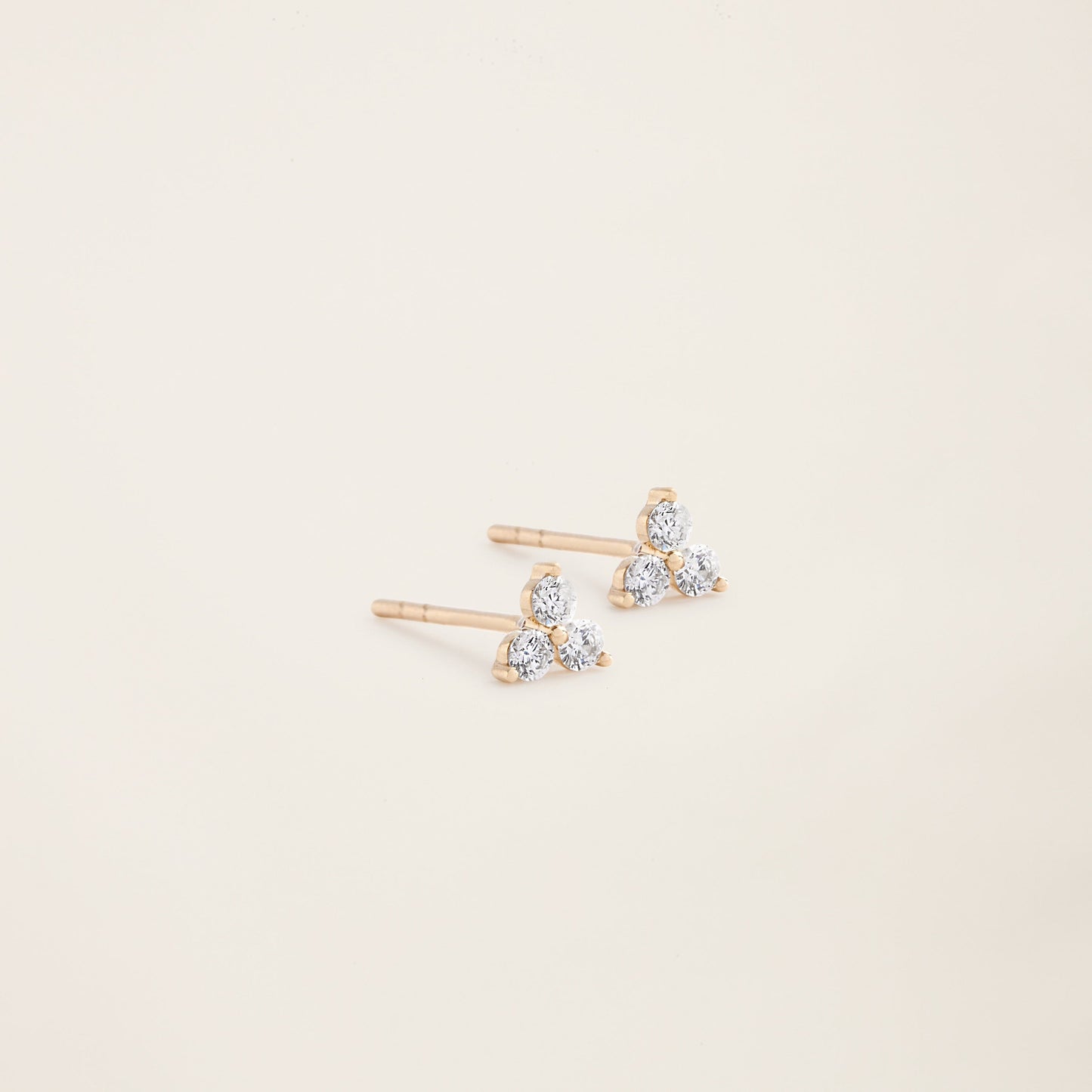 14k Solid Gold Diamond Triplet Studs by Italic