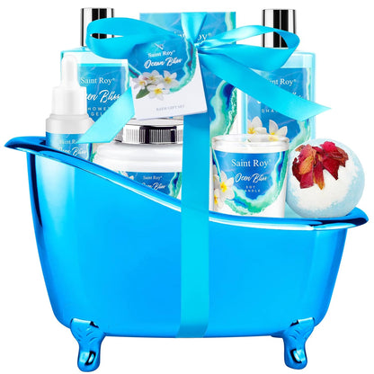 Fathers Day Gifts for Men for Dad Spa Kit Gifts for Her or Him Birthday Gifts for Women, Luxury Home Spa Kit, 8Pcs Bath Gift Set Ocean & Vanilla, Gift Baskets for Women Unique Mother'S Day Gifts