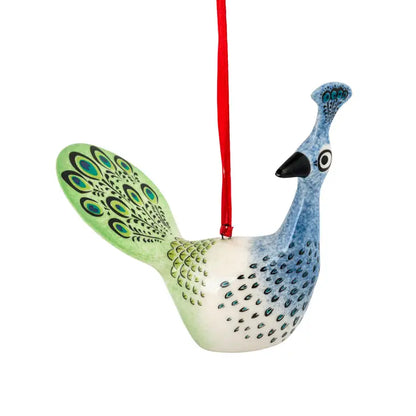 Handmade Ceramic Peacock Festive/Christmas Decoration