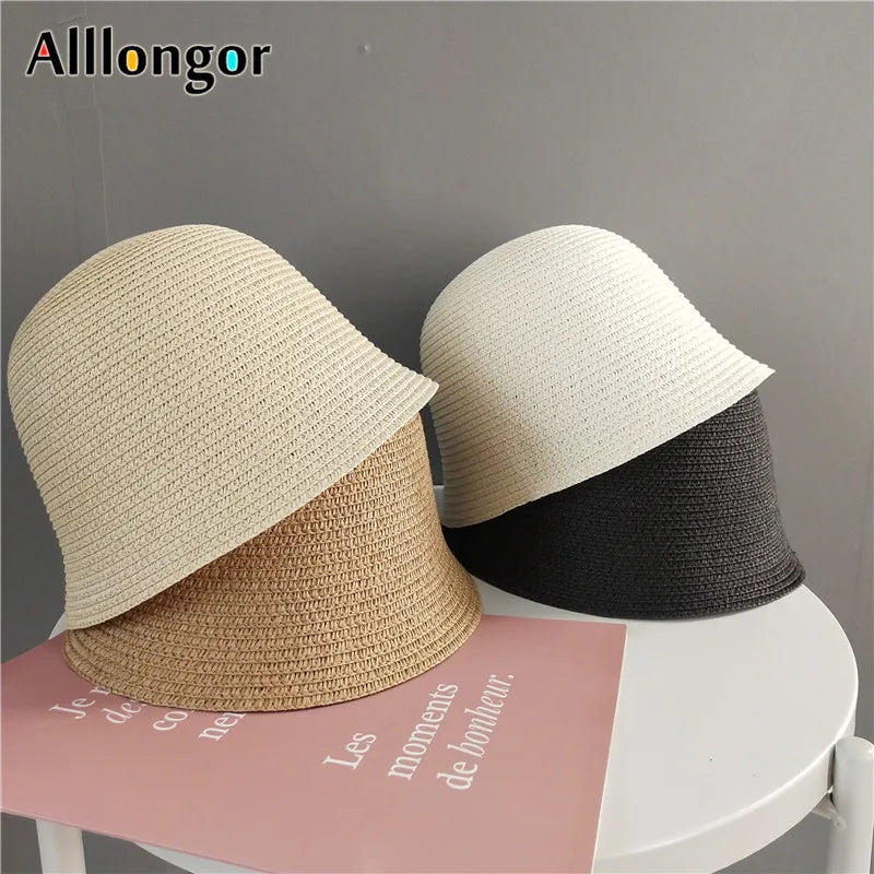 Foldable Sun Hats Women New 2024 Summer Sun Visor Protection Straw Hats Panama Beach Bucket Cap Sombreros De Mujer Sunhats