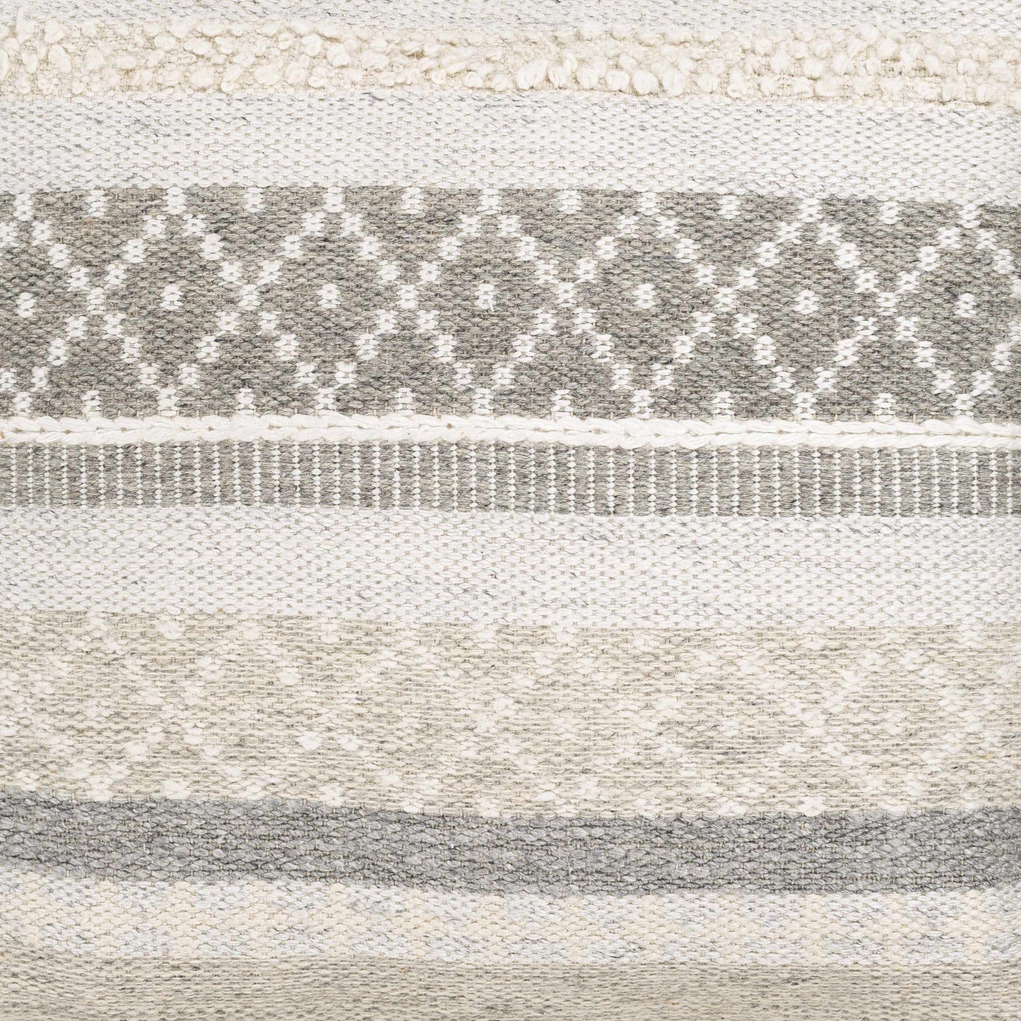 Geyser Woven White Gray Cotton Pouf
