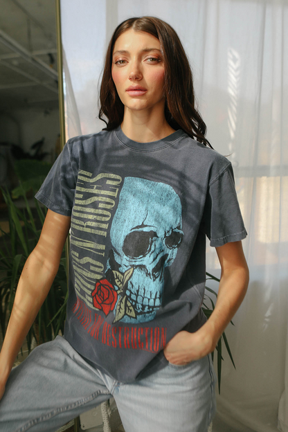 Guns N Roses Flower Skull Tee