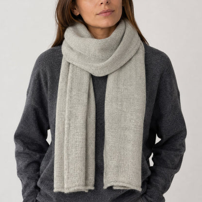 Heather Gray Herringbone Cashmere Scarf
