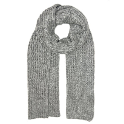 Classic Gray Ribbed Knit Cashmere Scarf