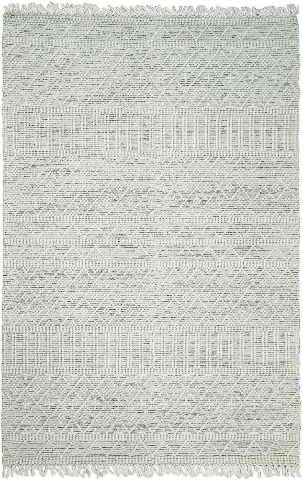 Modern Geometrical White Dhurrie Wool Area Rug