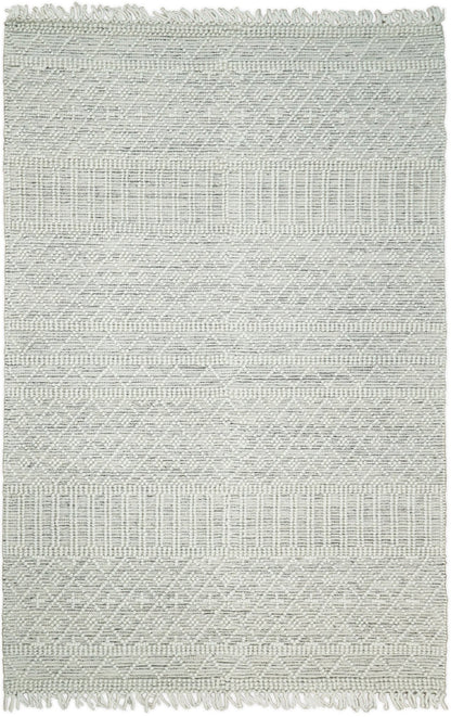 Modern Geometrical White Dhurrie Wool Area Rug