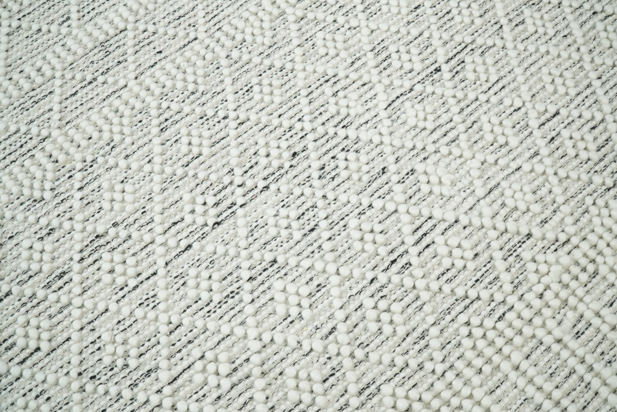 Modern Geometrical White Dhurrie Wool Area Rug