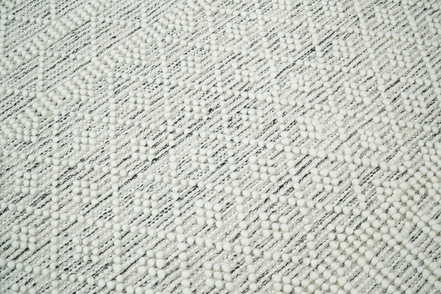 Modern Geometrical White Dhurrie Wool Area Rug