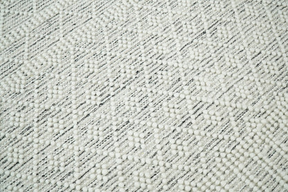 Modern Geometrical White Dhurrie Wool Area Rug