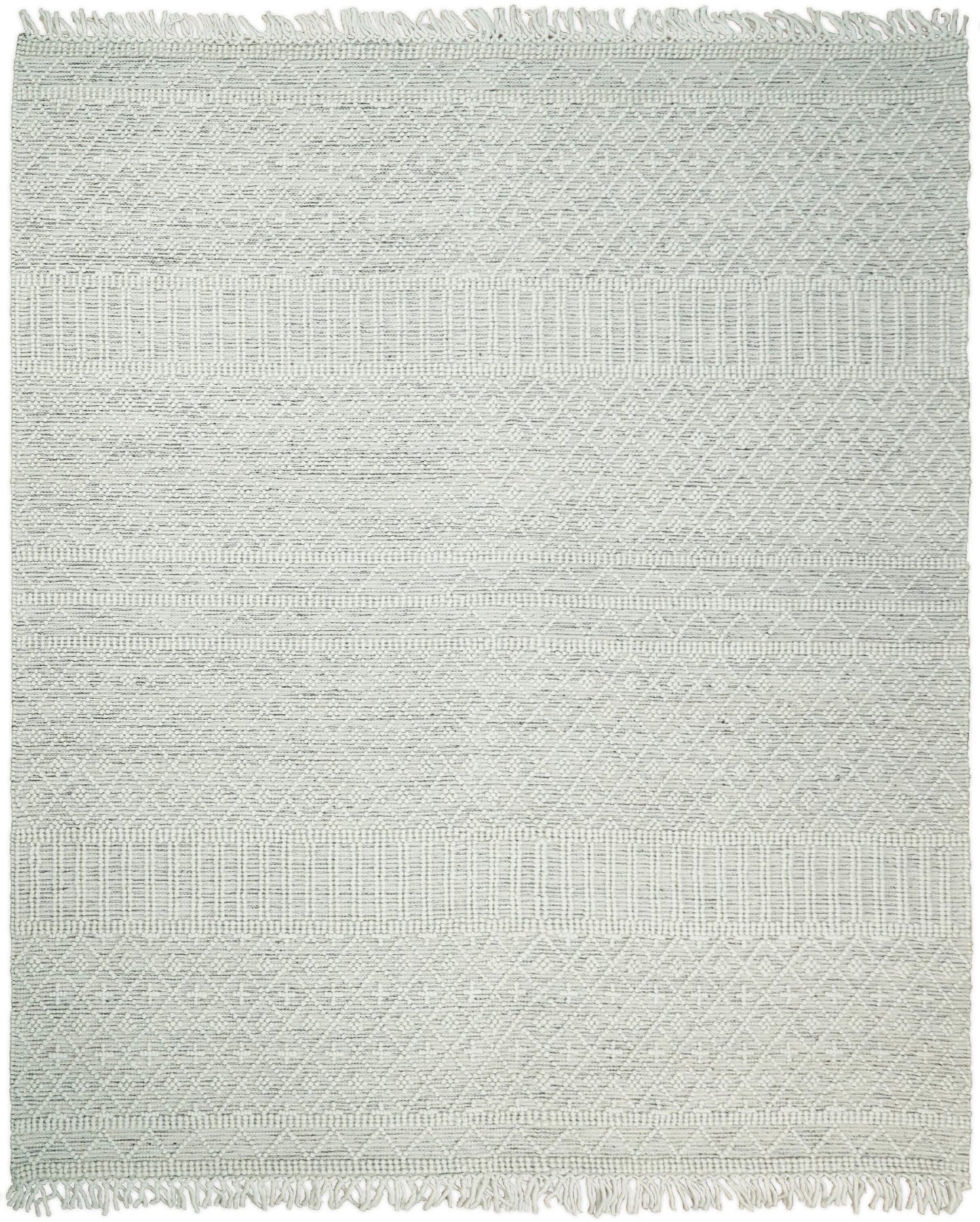 Modern Geometrical White Dhurrie Wool Area Rug