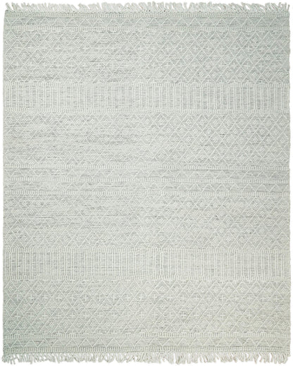 Modern Geometrical White Dhurrie Wool Area Rug