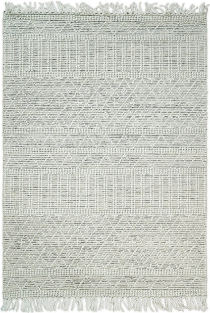 Modern Geometrical White Dhurrie Wool Area Rug
