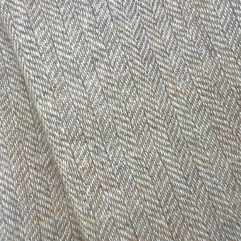 Beige Herringbone Cashmere Scarf