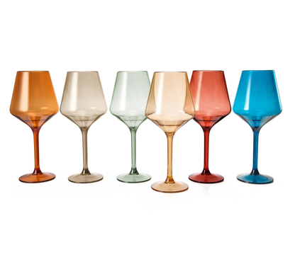 Colored Shatterproof Wine Glasses 15oz Set of 6