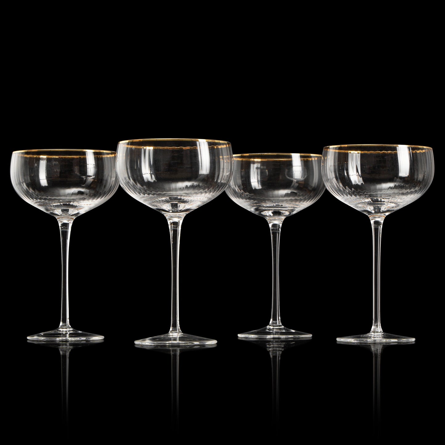 Gold Rim Manhattan Glasses 7oz Set of 4