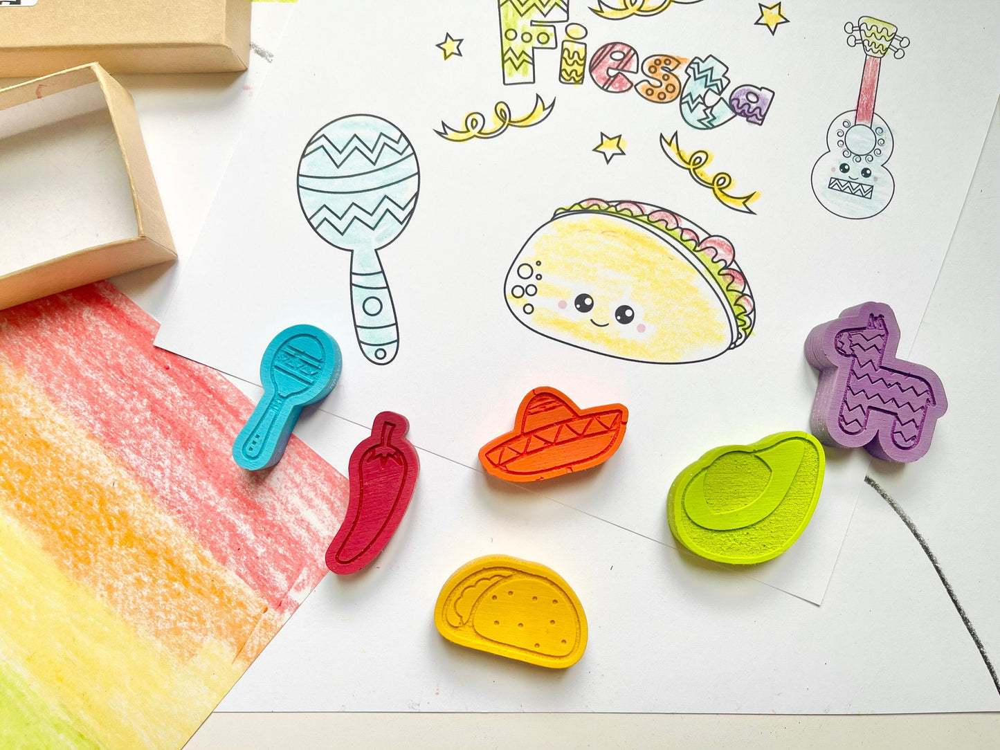 Taco Fiesta Crayons  - Taco Party Favors - Stocking Stuffers - Easter Basket Stuffers - Kids Birthday Gifts - Gifts For Kids - Kid Gifts by KagesKrayons LLC