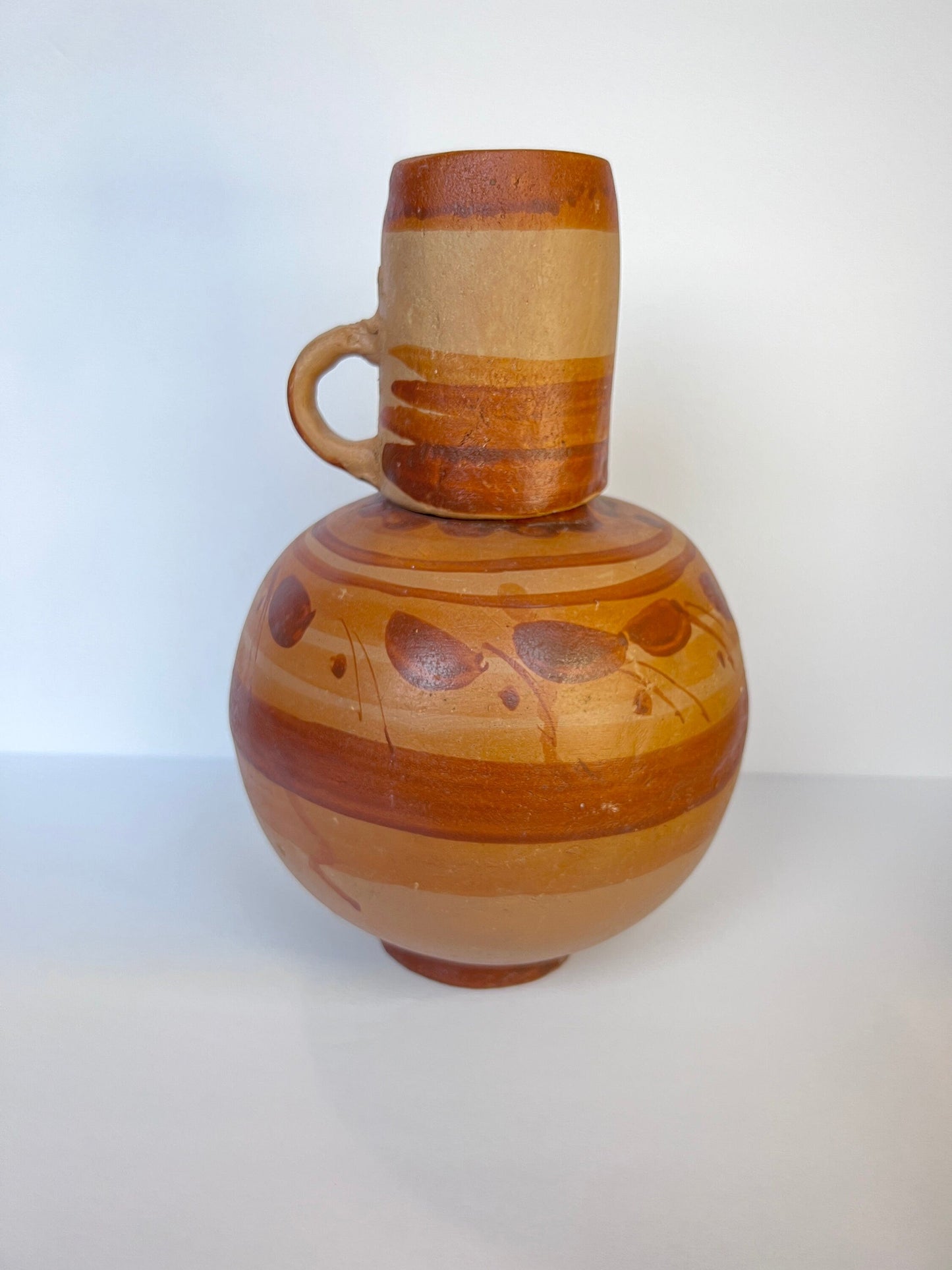 Handmade Mexican Cantaro Water Jug and Taza