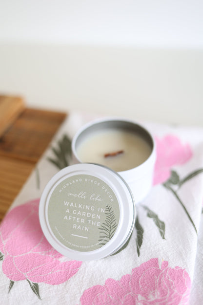"Walking In A Garden After The Rain" Candle Tin