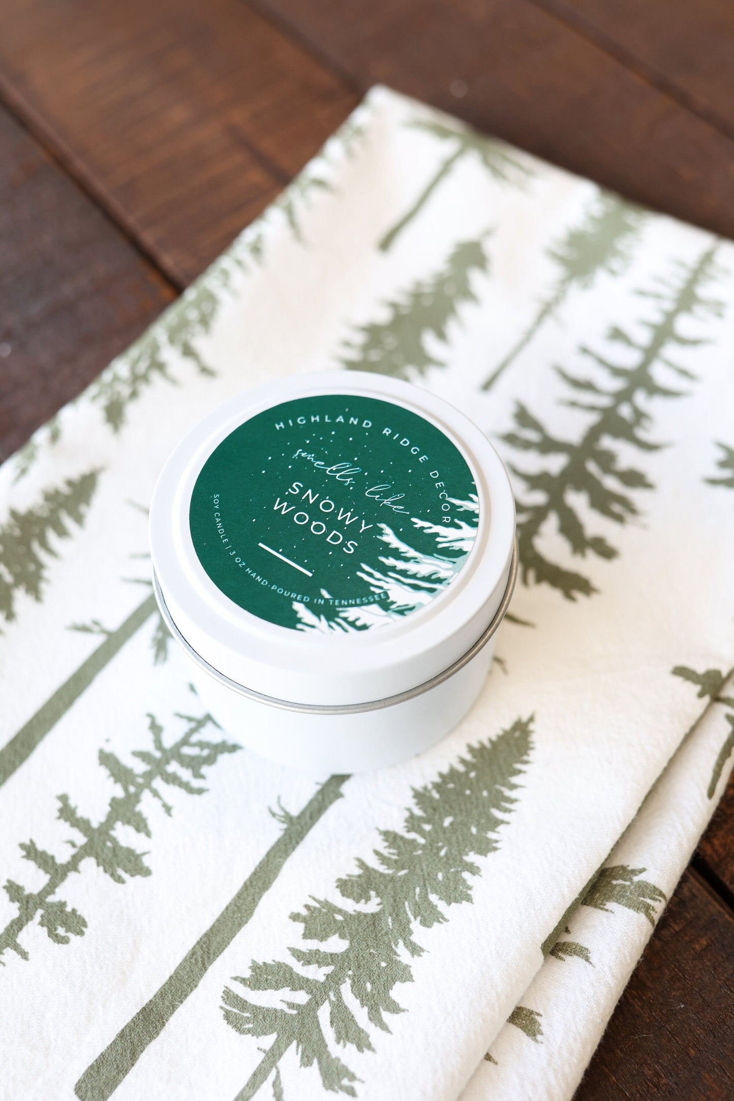 "Snowy Woods" Candle Tin by Jubilee Trading Company