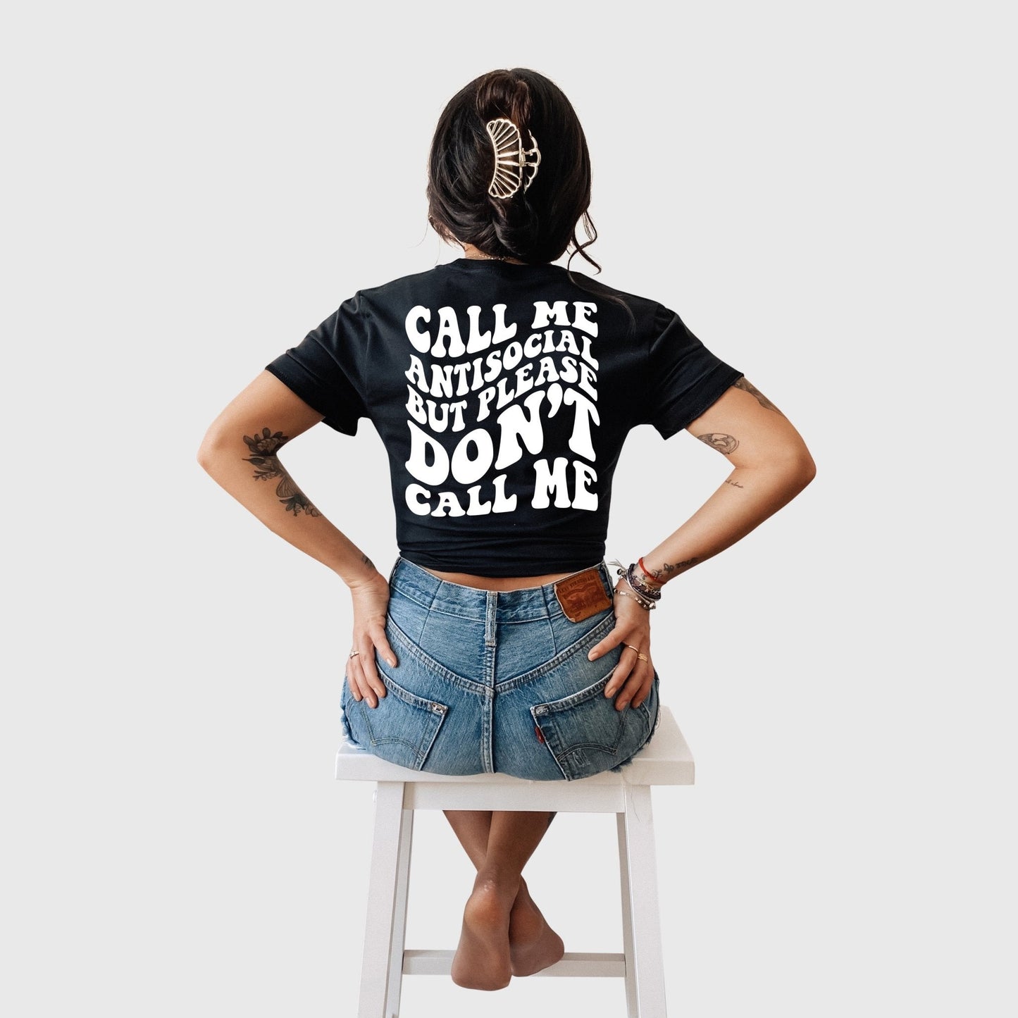 Call Me Antisocial Tee - Black