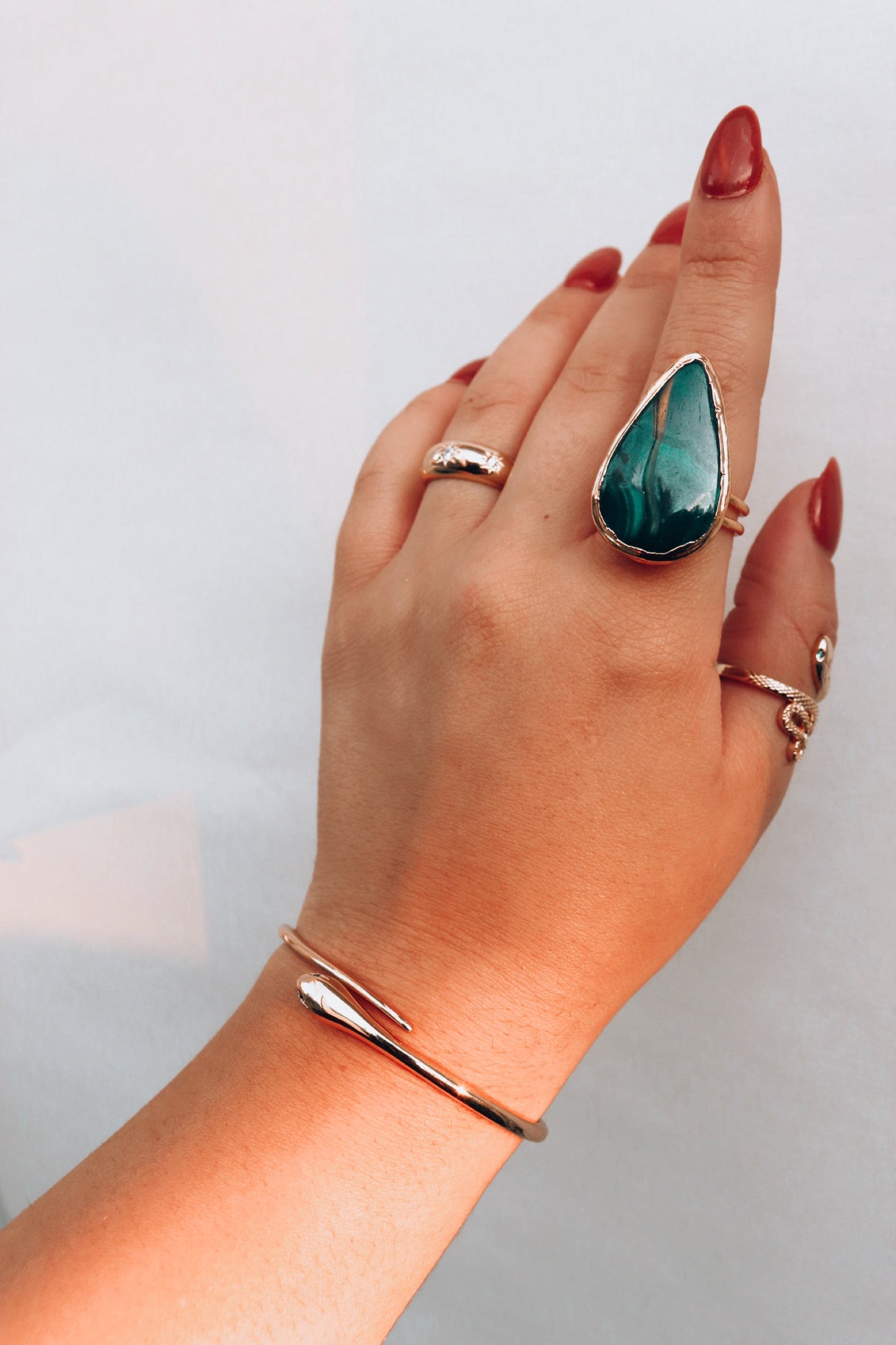 Empress | malachite teardrop ring by Terra Luna Sol