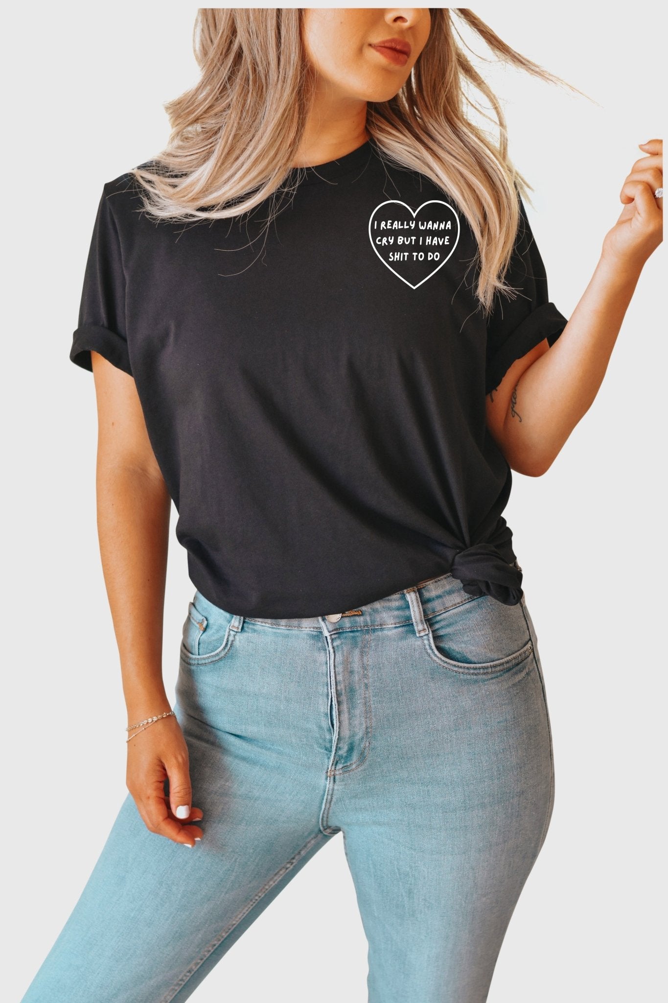 I Wanna Cry Pocket Print Tee - Black