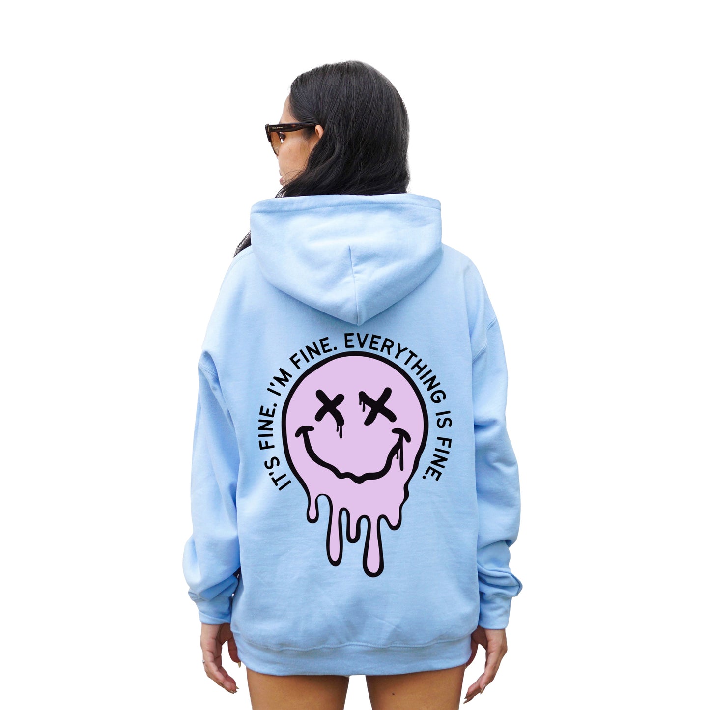 It's Fine Drippy Smiley Hoodie - Blue