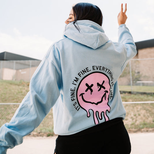 It's Fine Drippy Smiley Hoodie - Blue