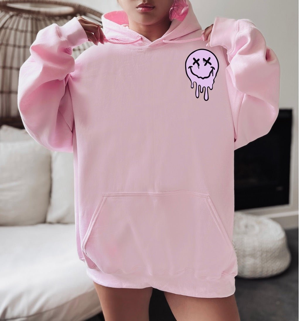 It's Fine Drippy Smiley Hoodie - Pink