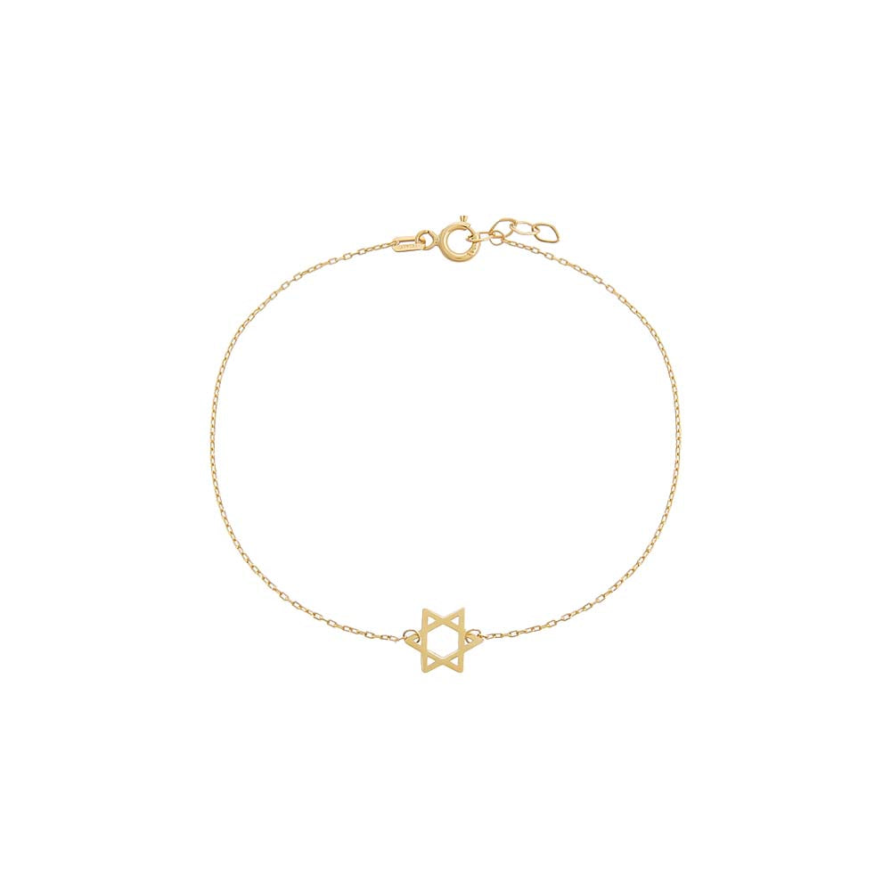 14K Gold Mini Solid Star Of David Bracelet 14K - Adina's Jewels