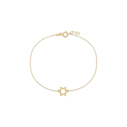 14K Gold Mini Solid Star Of David Bracelet 14K - Adina's Jewels