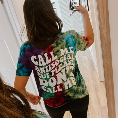 Call Me Antisocial Crinkle Tie Dye Tee - Caspian