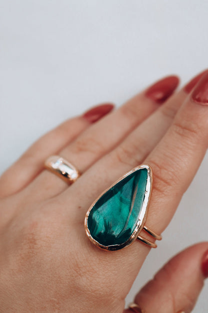 Empress | malachite teardrop ring by Terra Luna Sol