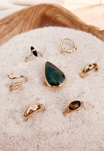 Empress | malachite teardrop ring by Terra Luna Sol