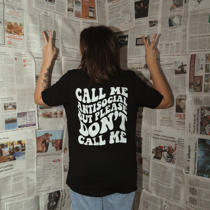 Call Me Antisocial Tee - Black